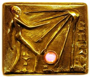 Artist Hartmut Jager Created A  Gold Akhenaton Relief 